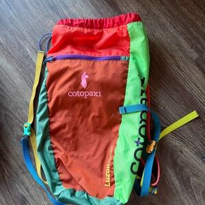 Cotopaxi Colorful Drawstring Bag with Red and Green